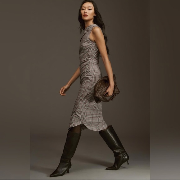 Anthropologie Maeve Plaid Asymmetric Midi Dress - Picture 3 of 9